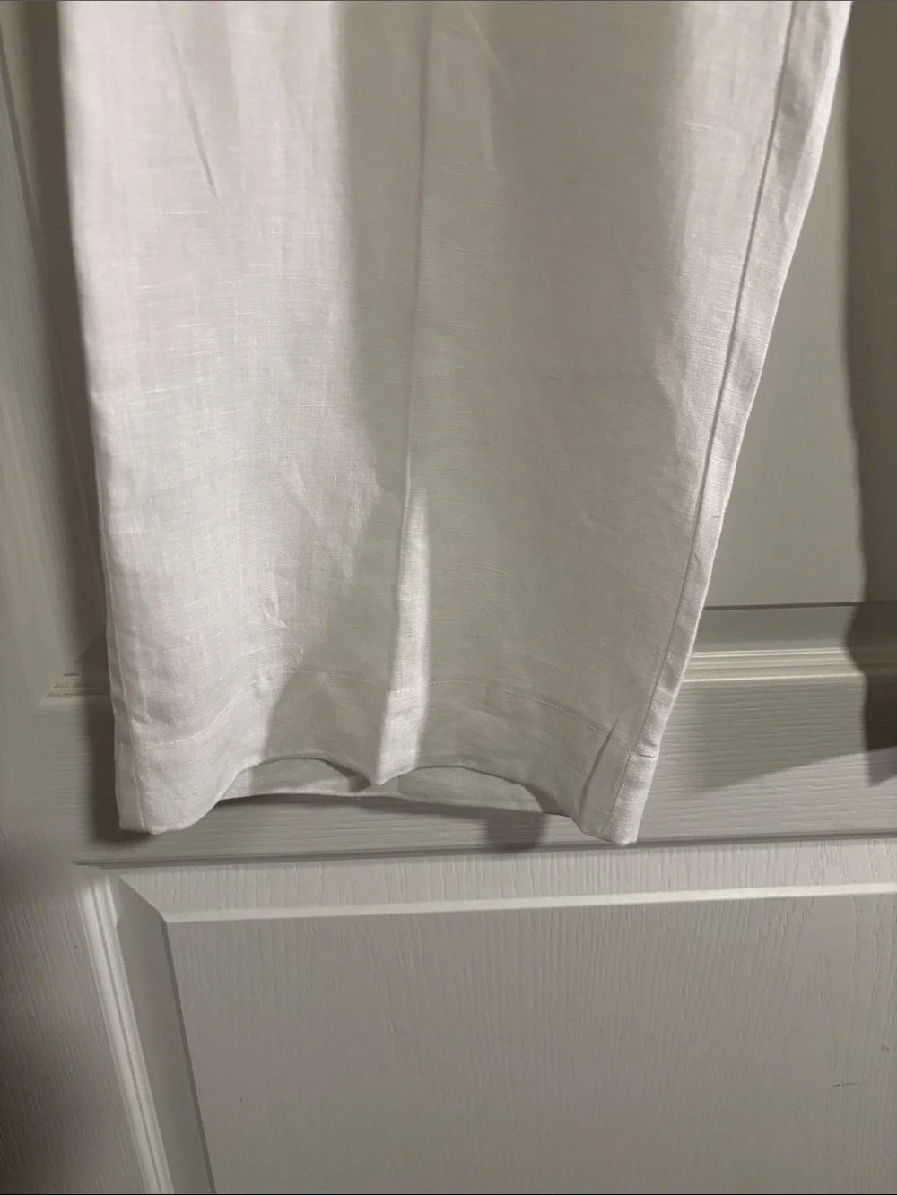 Jones New York White Drawstring 100% Linen Wide Leg ankle length